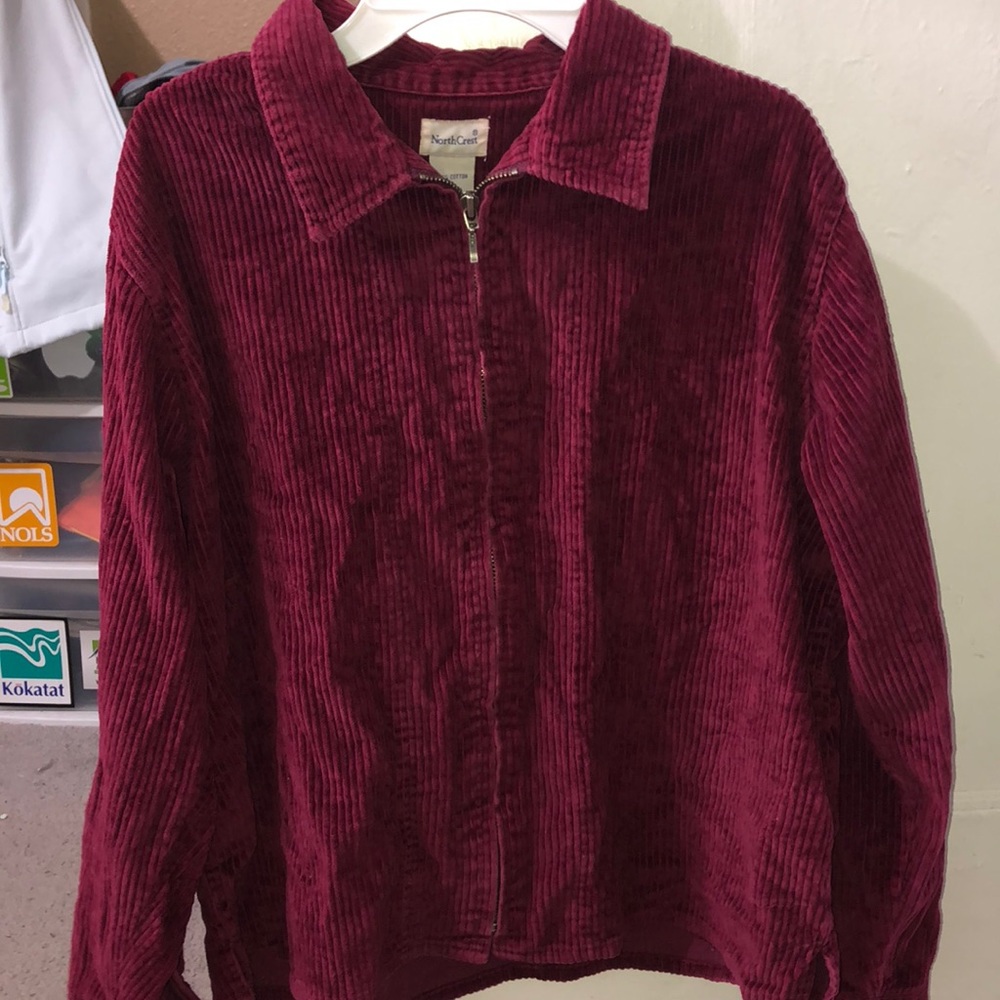 Burgundy corduroy zip-up